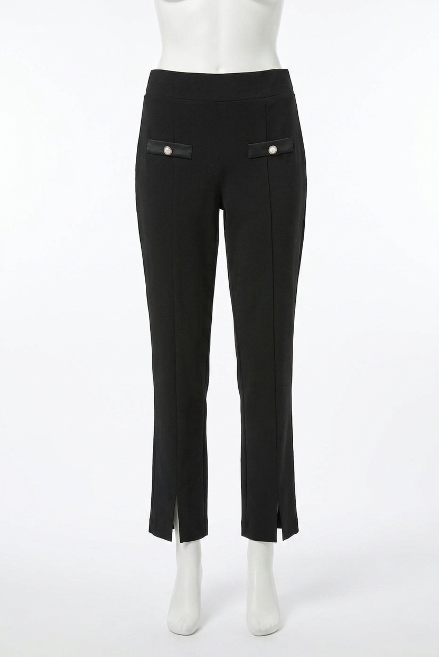 NEW JOSEPH RIBKOFF front slit pull on straight pant in black